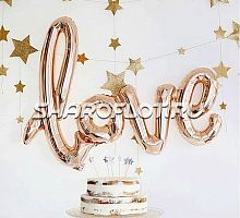 Шар Надпись love Розовое золото 80см