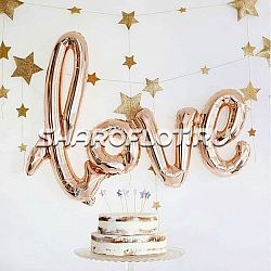 Шар Надпись love Розовое золото 80см