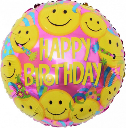 Круг Смайл Happy Birthday 40см
