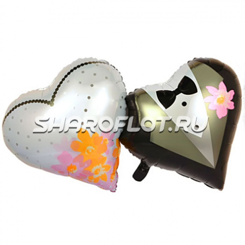 Фигурный шар «Два сердца жених и невеста»