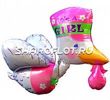 Шар Аист принес девочку 3Д 80см