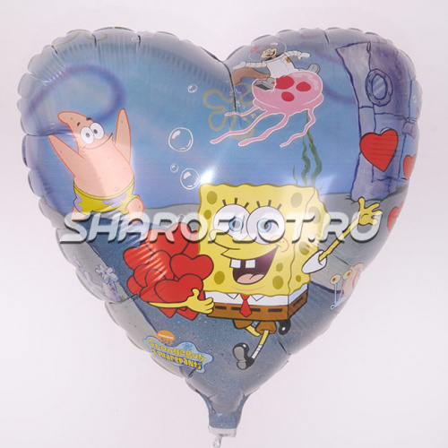 Сердце Спанч Боб с сердечками 40см