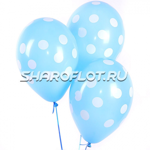 Шары Голубые (горох белый), 30см Шары Голубые (горох белый), 30см