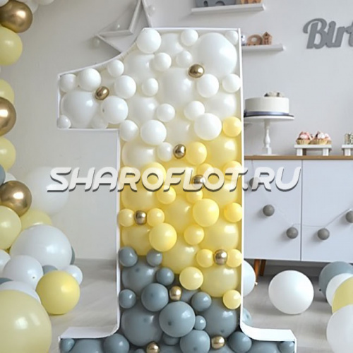 Аэромозайка из шаров цифра 1