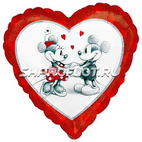 Шар Сердце  Микки и Мини 40см