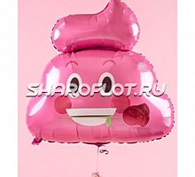 Шар Смайл Какашка с розой 60см