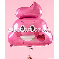 Шар Смайл Какашка с розой 60см