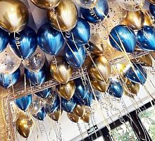 Шары Золотые Синие Хром 30см
