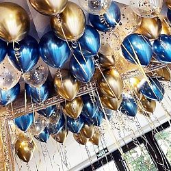 Шары Золотые Синие Хром 30см
