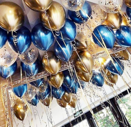 Шары Золотые Синие Хром 30см