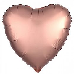 Шар Сердце Розовое Золото сатин 40см