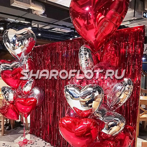 Фонтан из шаров на день влюбленных