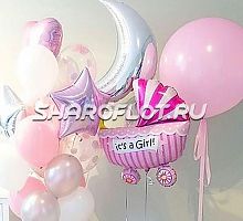 Оформление комнаты шарами с коляской