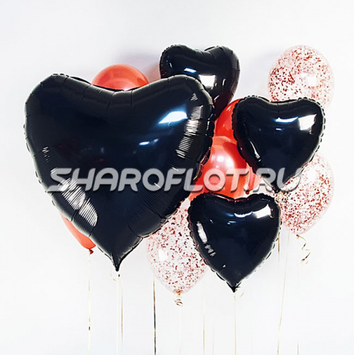 Шар Сердце Черное 80см