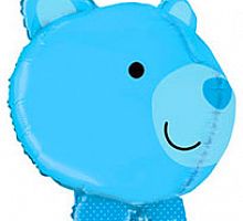 Шар Медвежонок 3D (голубой) 60см