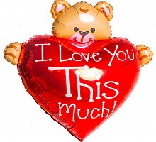 Мини-шар Сердце с Мишкой 25см