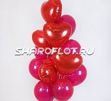 Букет с сердцами и глянцевыми шарами