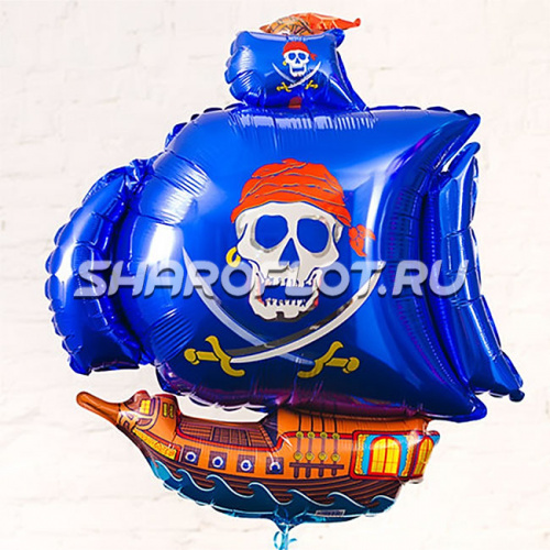 Шар Пиратский корабль синий 104см