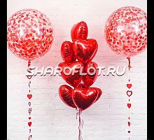 Композиция с фонтаном шаров девушке