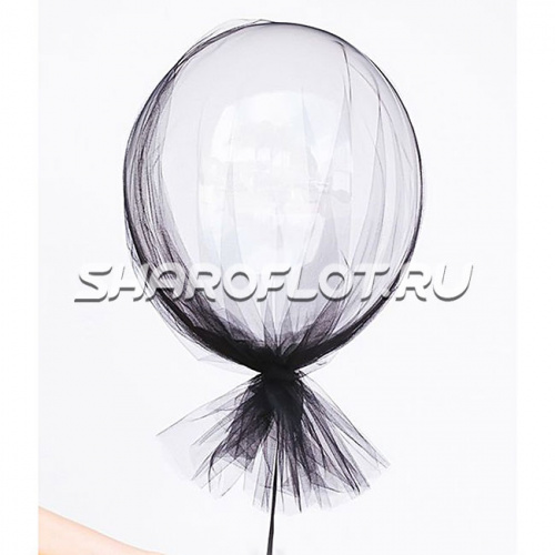 Большой шар с фатином 70см Черный