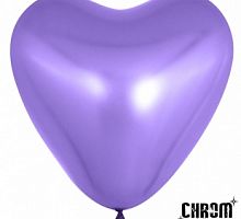 Шар Сердце Хром Сиреневый 30см