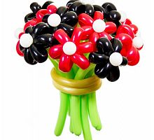 Цветы из шаров, Ромашки черно-красные