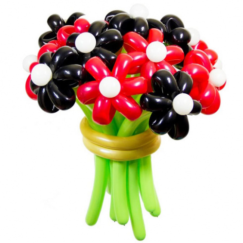 Цветы из шаров, Ромашки черно-красные