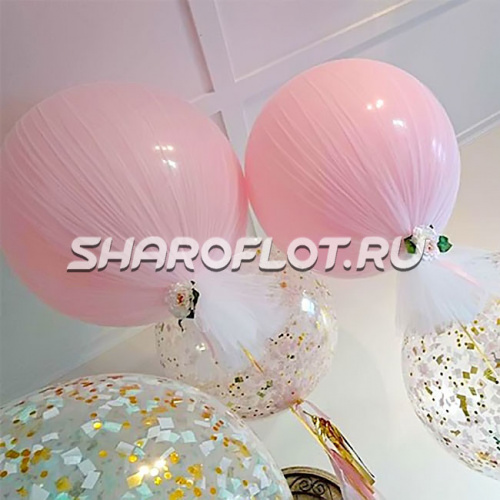 Большой шар с фатином 70см Светло-розовый
