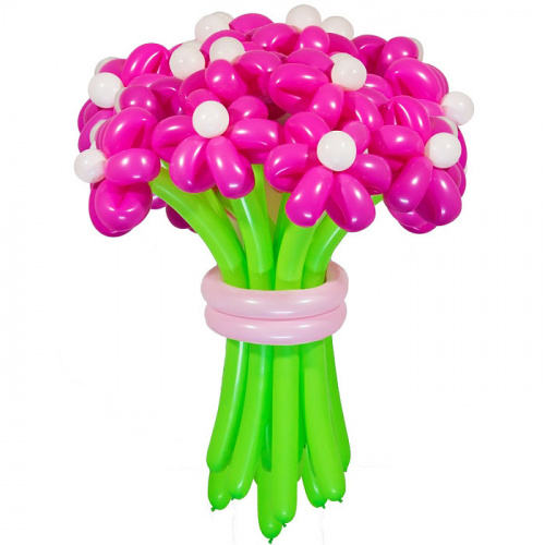 Цветы из шаров, Ромашки фуксия