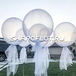 Большой шар с фатином 70см Прозрачный