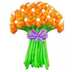 Цветы из шаров, Ромашки оранжевые