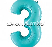 Шар Цифра 3 Голубая пастель 85см